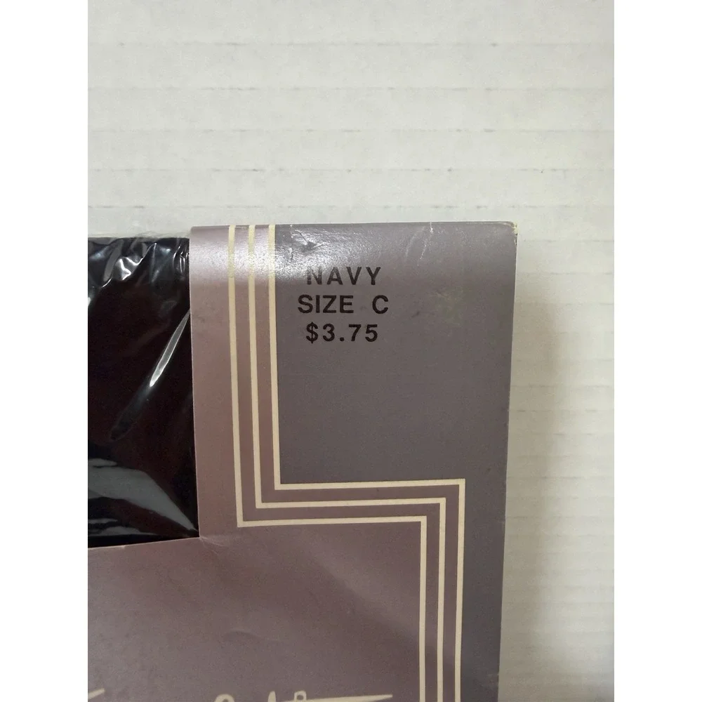 NEW Vintage Gloria Vanderbilt Day Sheer Navy  Pantyhose‎ Size C Made in USA